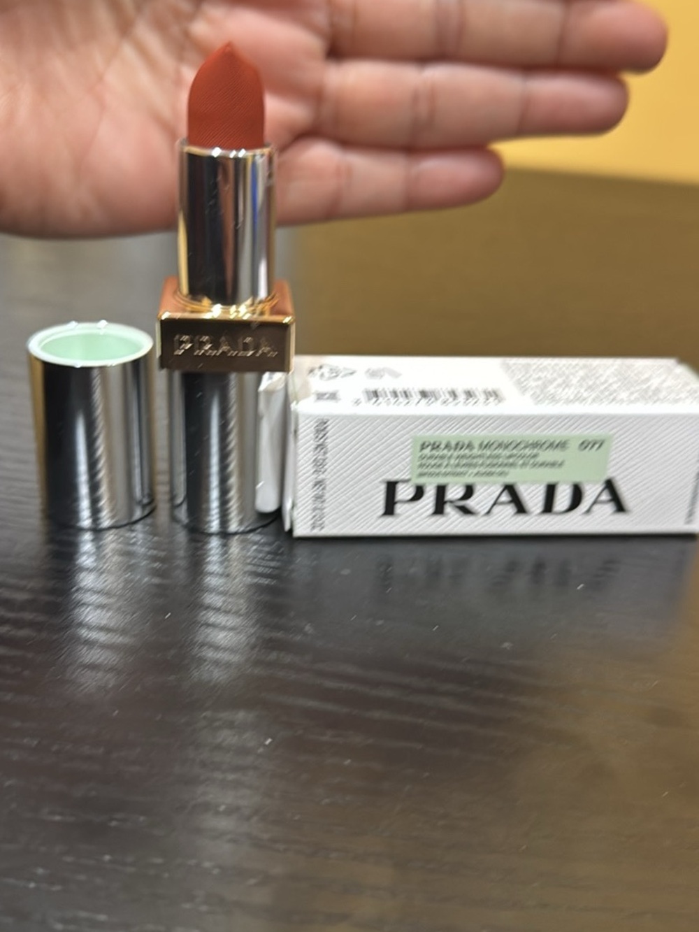 Prada Hyper Matte 077 Arancio Lipstick — brand new in the box and refillable.